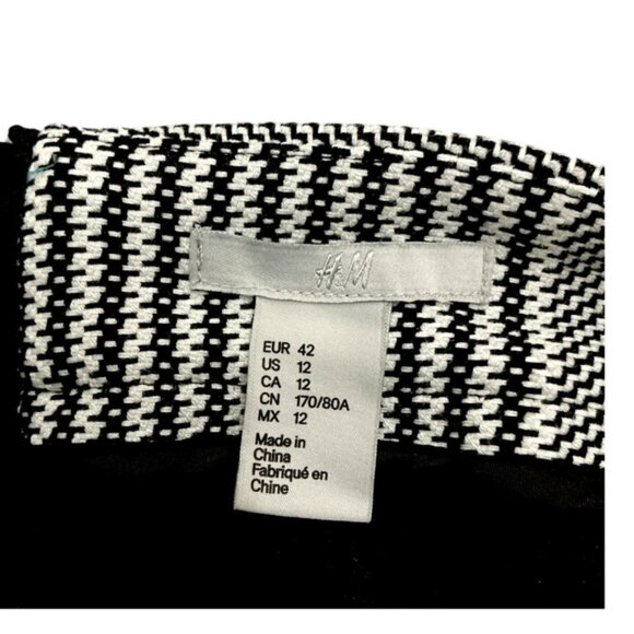 H&M Skirt Metal Back Zipper Classic Black White Houndstooth Plaid Above Knee 12 - Picture 7 of 16